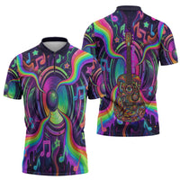 Trippy Guitar Zipper Polo Shirt Festival Soul Psychedelic Music Vibes Since 1969
