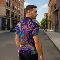 Trippy Guitar Zipper Polo Shirt Festival Soul Psychedelic Music Vibes Since 1969