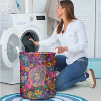 Psychedelic Visionary Woman Hippie Laundry Basket Tune In, Turn On, Drop Out - Flower Power Awakening