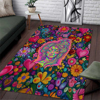 Psychedelic Visionary Woman Hippie Area Rug Tune In, Turn On, Drop Out - Flower Power Awakening