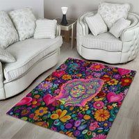 Psychedelic Visionary Woman Hippie Area Rug Tune In, Turn On, Drop Out - Flower Power Awakening