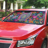 Psychedelic Visionary Woman Hippie Auto Sun Shade Tune In, Turn On, Drop Out - Flower Power Awakening