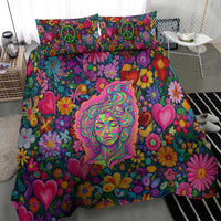 Psychedelic Visionary Woman Hippie Bedding Set Tune In, Turn On, Drop Out - Flower Power Awakening