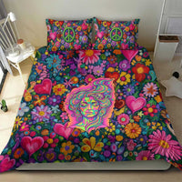 Psychedelic Visionary Woman Hippie Bedding Set Tune In, Turn On, Drop Out - Flower Power Awakening