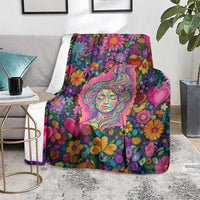 Psychedelic Visionary Woman Hippie Blanket Tune In, Turn On, Drop Out - Flower Power Awakening