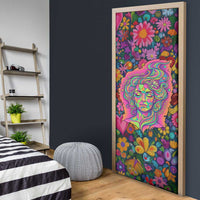 Psychedelic Visionary Woman Hippie Door Cover Tune In, Turn On, Drop Out - Flower Power Awakening