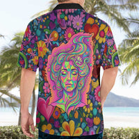 Psychedelic Visionary Woman Hippie Hawaiian Shirt Tune In, Turn On, Drop Out - Flower Power Awakening