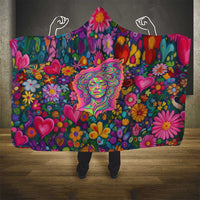 Psychedelic Visionary Woman Hippie Hooded Blanket Tune In, Turn On, Drop Out - Flower Power Awakening