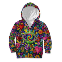 Psychedelic Visionary Woman Hippie Kid Hoodie Tune In, Turn On, Drop Out - Flower Power Awakening