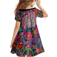 Psychedelic Visionary Woman Hippie Kid Short Sleeve Dress Tune In, Turn On, Drop Out - Flower Power Awakening