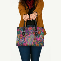 Psychedelic Visionary Woman Hippie Leather Bag Tune In, Turn On, Drop Out - Flower Power Awakening