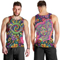 Psychedelic Visionary Woman Hippie Men Tank Top Tune In, Turn On, Drop Out - Flower Power Awakening