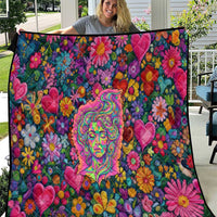 Psychedelic Visionary Woman Hippie Quilt Tune In, Turn On, Drop Out - Flower Power Awakening