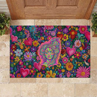Psychedelic Visionary Woman Hippie Rubber Doormat Tune In, Turn On, Drop Out - Flower Power Awakening