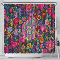 Psychedelic Visionary Woman Hippie Shower Curtain Tune In, Turn On, Drop Out - Flower Power Awakening