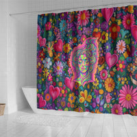 Psychedelic Visionary Woman Hippie Shower Curtain Tune In, Turn On, Drop Out - Flower Power Awakening