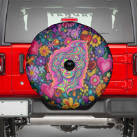 Psychedelic Visionary Woman Hippie Spare Tire Cover Tune In, Turn On, Drop Out - Flower Power Awakening