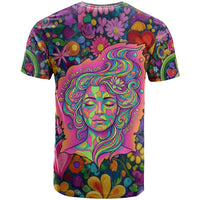 Psychedelic Visionary Woman Hippie T Shirt Tune In, Turn On, Drop Out - Flower Power Awakening