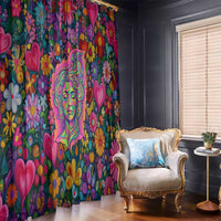 Psychedelic Visionary Woman Hippie Window Curtain Tune In, Turn On, Drop Out - Flower Power Awakening