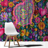 Psychedelic Visionary Woman Hippie Window Curtain Tune In, Turn On, Drop Out - Flower Power Awakening