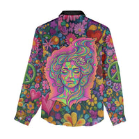 Psychedelic Visionary Woman Hippie Women Casual Shirt Tune In, Turn On, Drop Out - Flower Power Awakening