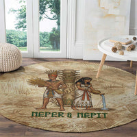 Neper and Nepit Round Carpet Ancient Harvest and Fertility Design with Sickle and Grain