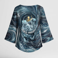 Egypt Nun and Naunet Kimono Sleeve Blouse Primordial Water Gods Cosmic Ocean Infinite Waves