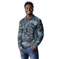 Egypt Nun and Naunet Long Sleeve Polo Shirt Primordial Water Gods Cosmic Ocean Infinite Waves