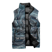 Egypt Nun and Naunet Sleeveless Puffer Jacket Primordial Water Gods Cosmic Ocean Infinite Waves
