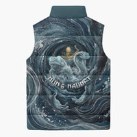 Egypt Nun and Naunet Sleeveless Puffer Jacket Primordial Water Gods Cosmic Ocean Infinite Waves