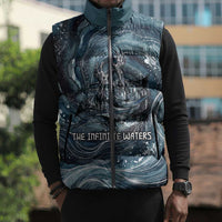 Egypt Nun and Naunet Sleeveless Puffer Jacket Primordial Water Gods Cosmic Ocean Infinite Waves