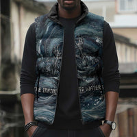 Egypt Nun and Naunet Sleeveless Puffer Jacket Primordial Water Gods Cosmic Ocean Infinite Waves