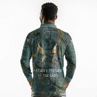 Nun and Naunet Egyptian Long Sleeve Polo Shirt Serpent Abyss Design Primordial Gods of Ancient Waters