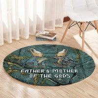 Nun and Naunet Egyptian Round Carpet Serpent Abyss Design Primordial Gods of Ancient Waters