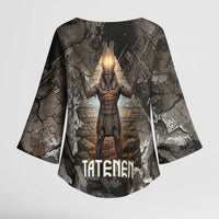 Tatenen Kimono Sleeve Blouse Rising Hand Design Egyptian God of Creation and Earth Emergence