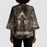 Tatenen Kimono Sleeve Blouse Rising Hand Design Egyptian God of Creation and Earth Emergence