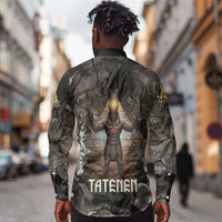 Tatenen Long Sleeve Button Shirt Rising Hand Design Egyptian God of Creation and Earth Emergence