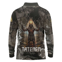Tatenen Long Sleeve Polo Shirt Rising Hand Design Egyptian God of Creation and Earth Emergence