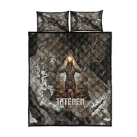 Tatenen Quilt Bed Set Rising Hand Design Egyptian God of Creation and Earth Emergence