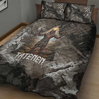 Tatenen Quilt Bed Set Rising Hand Design Egyptian God of Creation and Earth Emergence