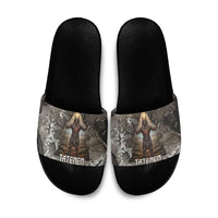 Tatenen Slide Sandals Rising Hand Design Egyptian God of Creation and Earth Emergence