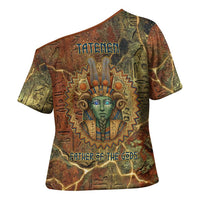 Tatenen Ancient Egyptian Cross Shoulder Shirt Father of the Gods Design with Minerals