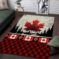 Canada Flag Area Rug Maple Leaf & Plaid Pattern Design
