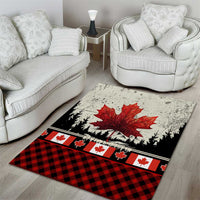 Canada Flag Area Rug Maple Leaf & Plaid Pattern Design