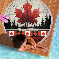 Canada Flag Beach Blanket Maple Leaf & Plaid Pattern Design