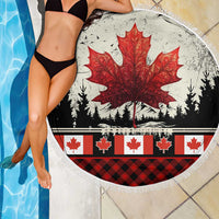 Canada Flag Beach Blanket Maple Leaf & Plaid Pattern Design
