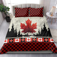 Canada Flag Bedding Set Maple Leaf & Plaid Pattern Design