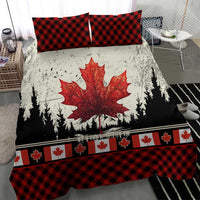 Canada Flag Bedding Set Maple Leaf & Plaid Pattern Design