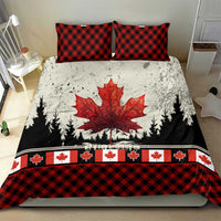 Canada Flag Bedding Set Maple Leaf & Plaid Pattern Design