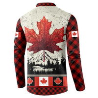 Canada Flag Button Sweatshirt Maple Leaf & Plaid Pattern Design